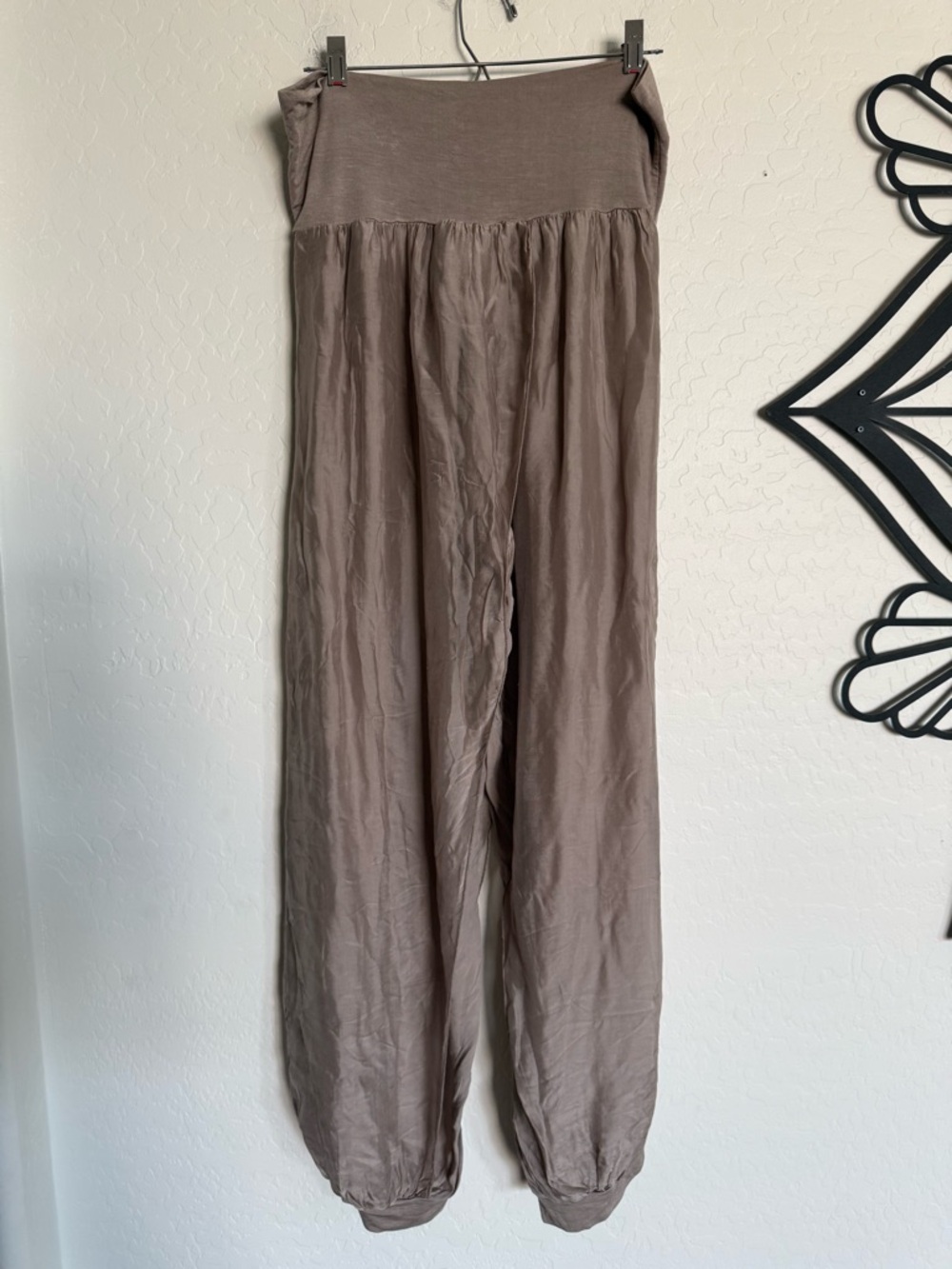TEMPO PARIS Taupe Harem Pants Made in Italy Boho Relaxed - Large